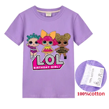 L. O. L. prekvapenie ! T Shirt Dievčatá Bežné Cartoon Dievčatá Tshirt Kawaii Princezná Módne Batoľa Tričko Letné Oblečenie O-krku