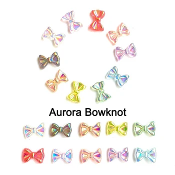 50pcs Aurora Bowknot Nechtov Príslušenstvo Bytu Živice Smart Color Holografický 3D Butterfly Necht DIY Dekorácie 7X11mm