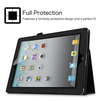 Puzdro Pre iPad 3 Model A1416 A1430 A1403 Kryt Ochranný PU Kožené Skladací Stojan, puzdro Pre iPad 2 3 4 A1458 Držiak Ceruzky Prípadoch