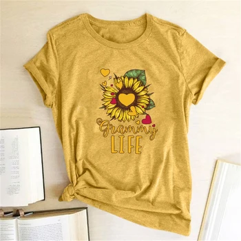 Slnečnica Glammy Život Tlačiť T-shirts Ženy Oblečenie Letné Tričká Ženy 2020 Lete Bavlna Graphic Tee Žena Camiseta Mujer