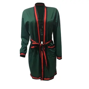 Jeseň nové módne pevný farebný prúžok bežné kabát voľné tvaru dlhý rukáv dámske Tričko Top