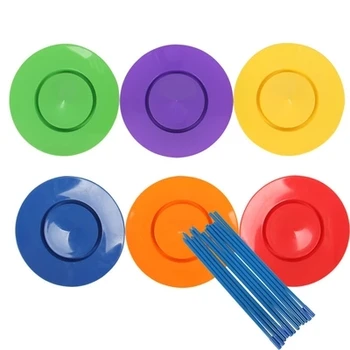 6 stanovuje Plastové Spinning Doska Žonglovanie Rekvizity Výkon Nástroje Deti Deti Cvičiť Rovnováhu Zručnosti Hračky Domov Outdoor Záhrada