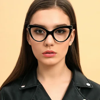 Veľké rámu okuliarov ženy mačacie oko čierne transparentné trend vintage lupa 