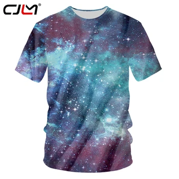 CJLM 2018 Harajuku Mužov 3d Full Tlač Galaxy Priestor T-shirt Bežné Crewneck Hip Hop Streetwear Oblečenie, Krátke Tričká v Lete