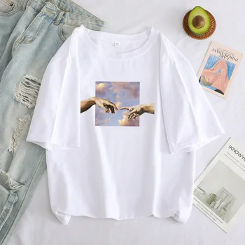 Harajuku T-Shirts Anjel Chrániť Ma Z Mojich Diabol Tlač Ženy Tričko Retro Tričko Lete Žena Móde Topy Žena T-shirt Oblečenie