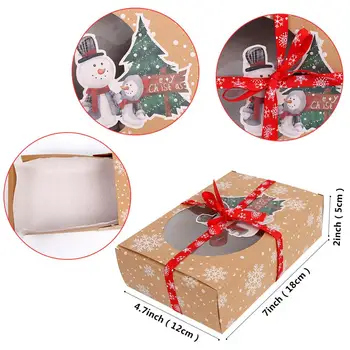 24pcs Kraft Papier, Vianočné Cukrovinky, Sušienky Darčekovej krabičke s vyčistiť Okno 18*12*5 cm Európskej Nový Rok Vianočný Darček decor Boxy