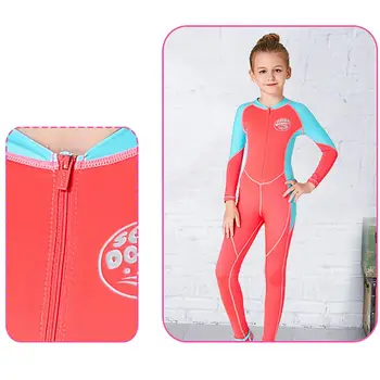 Nové Deti neoprénové Oblek Dievča Patchwork Dlhý Rukáv Protislnečnú Ochranu proti UV žiareniu jednodielne Plavky Potápačský Oblek plavky detské Plavky