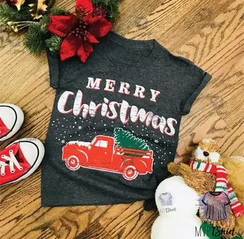 Rodina Matka a Dcéra Dieťa Vianočné Krátky Rukáv List Vytlačiť T-Shirt Letné Topy