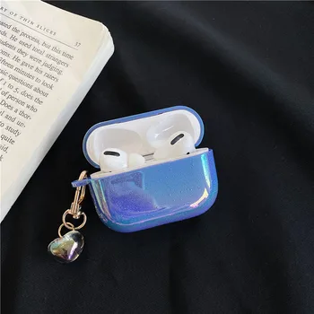 Kjoew Roztomilý Luxusné Slúchadlá Prípade Airpods Pro 3D Krásne srdce Pearl Shell Keychain Kvapka Vody Rainbow Bezdrôtový Headset kryt