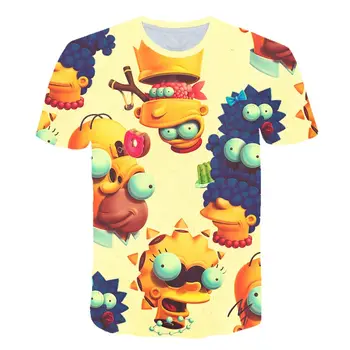Nové Chlapčenské Tričko Streetwear Krátky Rukáv T-shirt Cartoon Simpson Tee Tričko Enfant Detské Oblečenie