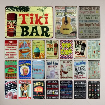 Tiki Bar Tin Známky Kuchyňa Pravidlá Plechu Garáž Stenu, Pub, Reštaurácia, Domáce Art Decor Vintage Železa Plagát Cuadros A-1009