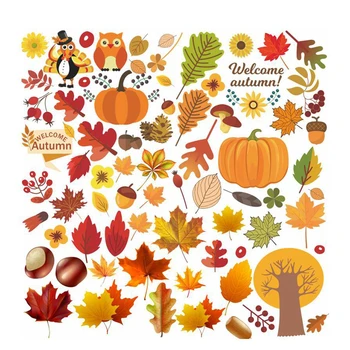 Populárne 6 list jeseň Lístie Okno Obopína - Vďakyvzdania Javor Jesenné Dekorácie-Nálepky Obtlačky Party Dekor Ozdoby