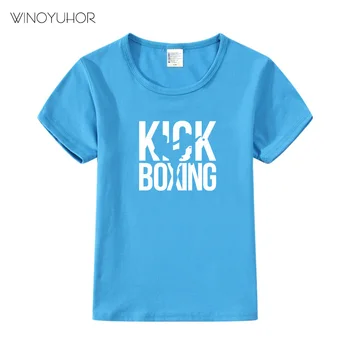 Kick Box Dizajn Tlače Funny T-Shirts Deti, Chlapci, Dievčatá, Krátky Rukáv Topy Tees Deti V Pohode Ležérne Oblečenie Pre Batoľa