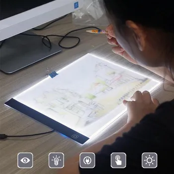 A4 Digitálne Tabletu na Kreslenie Pad Umenie Maľba Grafika Kópiu Doske Elektroniky USB Písací Stôl LED Light Box