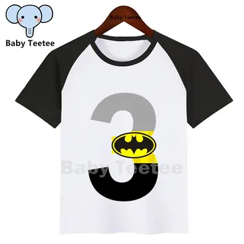 Deti Batman 0-8 Narodeniny Číslo Meno T Shirt Dievčatá Chlapci Superman tričko Krátky Rukáv Tričko Deti Strany Top Tees