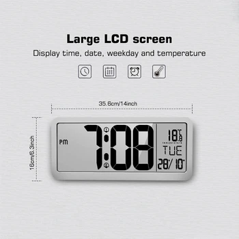 Veľký displej LCD Digitálny Displej Hodiny Obývacia Izba Hangable Domov Nástenné Hodiny Kalendár Dátum Teplota viacúčelový Nástroj Zobrazenia