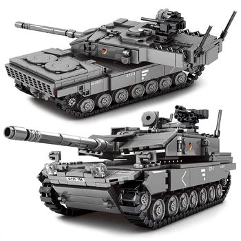 898pcs GE Vojenské Leopard 2A7+ Hlavný Bojový Tank Stavebné Bloky WW2 s 4 Vojakov údaje Armády Tehly Chlapec, Hračky Pre Deti,