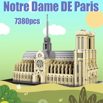7380pcs+ Diamond Mini Notre-Dame DE Paris Model Stavebné Bloky Cirkvi Architektúry Tibete Palác Potala tehly Hračky Pre Deti,
