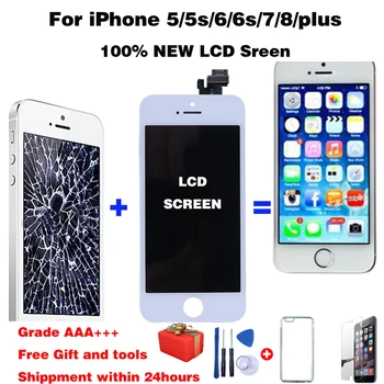 LCD Displej Pre iPhone 5 6 7 8 6S Plus Dotykový Displej Výmena Za iphone 4s lcd Displej Č Mŕtvy Pixel Trieda AAA+++