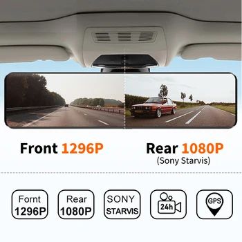 JADO Dash Cam T690 DVR Duálny Objektív Auto Fotoaparát Stream Spätné Zrkadlo 12