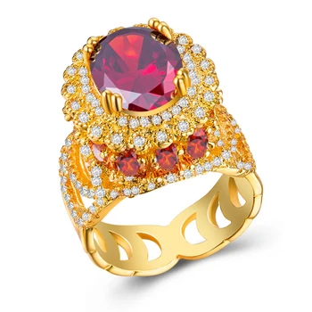 OEVAS Fialová, Žltá, Červená Oválne Crystal Luxusné Zirkón Zlatá Farba Snubné Prstene Pre Ženy Najvyššej Kvality Zapojenie Strany Jemné Šperky
