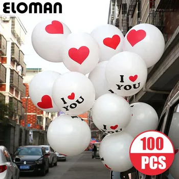 ELOMAN 100KS 12inch 2,8 g tlač svadobné latexové balóny 'I LOVE YOU' 'KISS ME