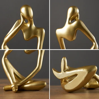 Abstraktný Charakter Socha Domáce Dekorácie Príslušenstvo Kreatívne Domáce Ornament salóniku Úradu Zlatá Socha Dekor figúrka