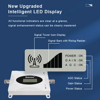 Lintratek AGC Signálu Repeater 2G GSM 900 3G WCDMA 2100 (UMTS B5 850 4G LTE 1800 DCS Mobil Celulárnej Zosilňovač, Booster Nastaviť Nové