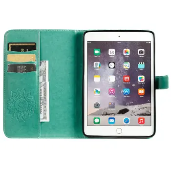 3D Slnečnice Embosed PU Kožené puzdro Pre Nový iPad mini 5 2019 7.9 palcový Smart Cover Pre iPad Mini 1 2 3 4 5 prípad tabletu+Film+Pero