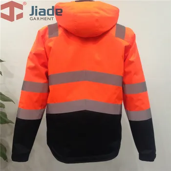 Vysoká Viditeľnosť Bezpečnosti Bombardér Bunda Orange Zimné Reflexná Nepremokavá Bunda Pracovné Oblečenie Plus Veľkosť