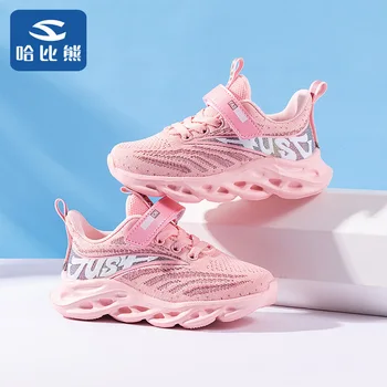 Habibear jeden obuv dievčenské tenisky 2020 jar nové detské topánky kórejský priedušná lietania tkané ležérne topánky z jedného kusu