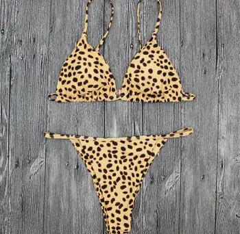 2019 New Horúce Push Up Bikiny Žien Leopard Vytlačené Bikiny Nastaviť Sexy Ženy, Plavky Čalúnená Remeň Biquini Plavky, Plavky