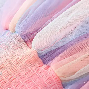 Priedušná KidsGirls Podväzkové Šaty Detské Letné Tvorivé Rainbow Farbu Oka Sklzu Princezná Šaty Strany Sweety Sundress