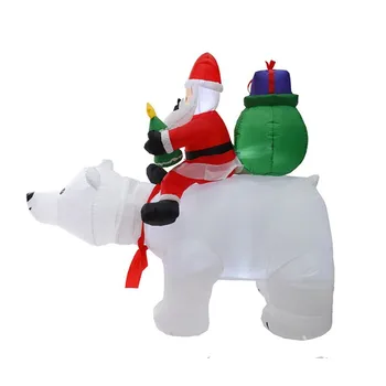 210 cm Santa Claus Jazdy A Tras Hlavy Medveď Nafukovacie Vonkajšie Vianočné Dekorácie pre Domov deti Darček, Vianočné Party Decor