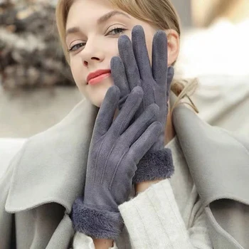 Jeseň Zima Ženy Teplé Rukavice Fleece hrubé dotykový displej rukavice plyšové žena windproof rukavice a za studena-odolné rukavice