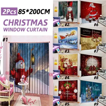 85x200cm Vianočný Záves na Okno Obývacej Izby Závesy Dverí Záves Santa Claus Záves Záves Domov Závesné Dekorácie