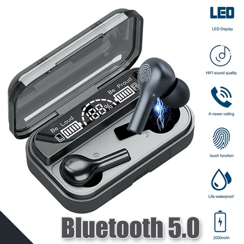TWS 5.0 bezdrôtový Bluetooth headset LED Headset 9D hi-fi stereo športové nepremokavé earplug headset s mikrofónom