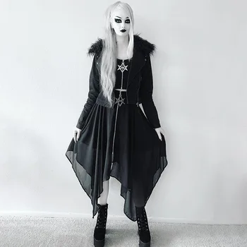 NCLAGEN Nepravidelný Oka Tenké Bránice Ženy Gotický Star Zips Vysoký Pás Punk Black Bodycon Sukne Streetwear Tmy Letné Sukne