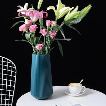 Vázy na Dekoráciu Domov Plastové Váza Biela/Modrá Kvetinové koše Usporiadanie Obývacia Izba Moderný Štýl Artistical Váza Hot Predaj