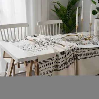 Black White Geometrické Obrus Prachotesný Obdĺžnikový Kuchyňa Káva Jedálenský Stôl Obrus Príkrovu Toalha De Mesa Tovaglie