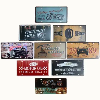 Motocykel Plagát poznávacie značky Vintage Garáž Dekor Retro Pub Nástenné Dekoratívny Panel Dekorácie Domova 15x30cm