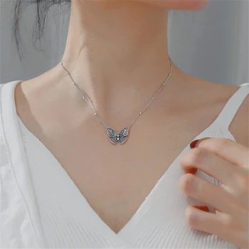 Drop Shipping Vintage Štýl Animal Butterfly Boho Chocker Náhrdelník Prívesok Pre Ženy Lady 925 Sterling Silver Retro Šperky 2020