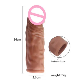 Mini 14 cm Sot TPE Realistické Dildo Penis Rukáv opakované použitie Kondómu Penis Rozšírenie Kohút zväčšovacieho prístroja Penis Plášť Oneskorenie Ejakulácie Sex