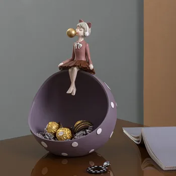 Nordic Iny Tvorivé Živice Bublina Dievča Candy Úložný Box Socha Ozdoby Obývacej Izby Vstup Tlačidlo Malých Objektov, Skladovacích Priestorov