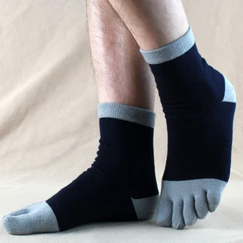 Pánske Polovice Trubice Bavlna Teplé Potu Ponožky Päť Prstov Šaty Ponožky Mužskej 5 Prst Business Ponožky