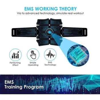 EMS Fitness Vybavenie Elektromagnetickej Stimulácie Svalov Brušnej Abs posilňovacia Tréner Svaly Toner USB Nabitá Cvičenie