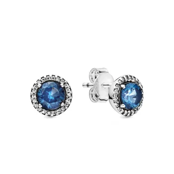Rýdzeho Striebra 925 v tvare Srdca Modrá Kolo Lesk Náušnice Vhodné Pre Diy Žien Originálne Módne Šperky Dary