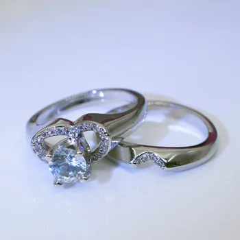 Značka Žena Crystal Biely Svadobný Prsteň Luxusné Strieborné Farebné Srdce Zásnubný Prsteň Vintage Svadobné Svadobné Prstene Pre Ženy