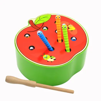 3D Montessori Drevené Hračky Červy Žerie Jablko Deti Chytiť Červy Interaktívne Kognitívne Hry Dieťa Matematika Skoro Vzdelávacie Hračka