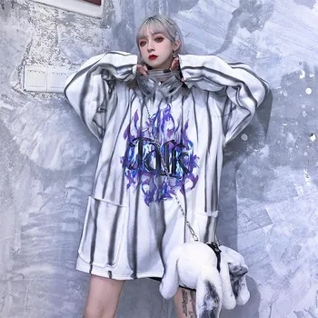 Streetwear hoodies 2020 Jar Kravatu-farbené Tlač harajuku Sweashirt Ženy oblečenie Milovníkov pulóver Zahusťovanie Velvet Voľné Veľká Veľkosť